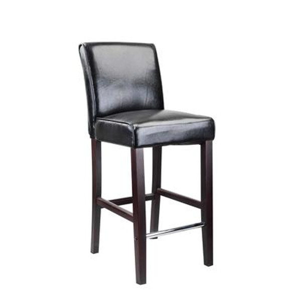 Antonio Bar Height Barstool In Black Bonded Leather