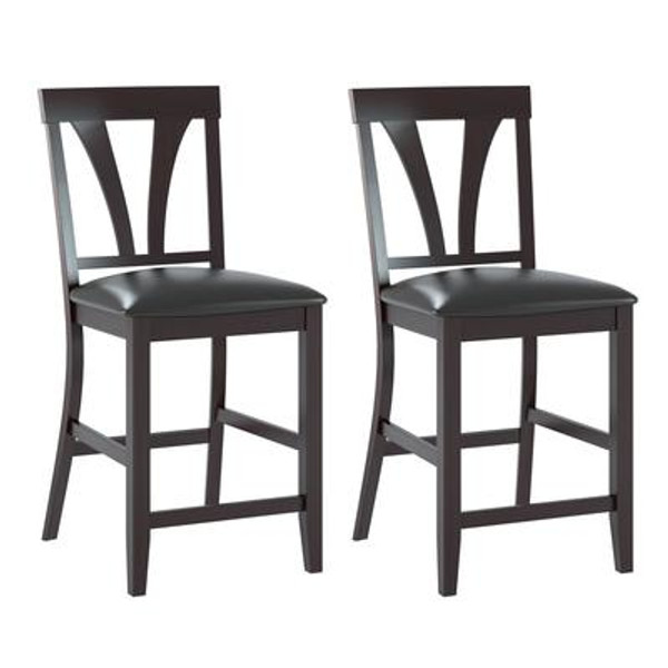 Bistro Dining Chairs In Chocolate Black Bonded Leather; Set Of 2