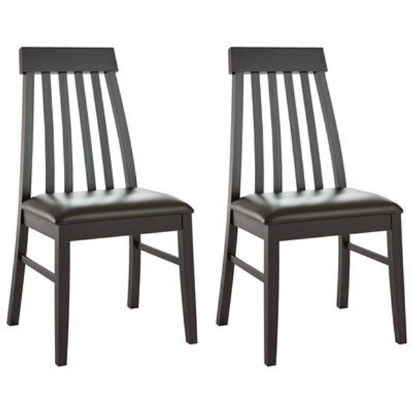 Dining Collection Tapered Back Dining Chairs In Chocolate Black Bonded Leather; Set Of 2