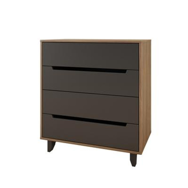 Nexera 340442 Alibi 4-Drawer Chest; Walnut & Charcoal