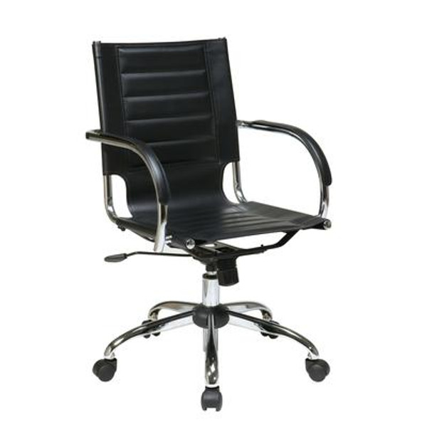 Black Trinidad Office Chair with Padded Arms and Chrome Accents