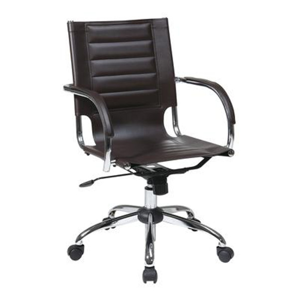 Espresso Trinidad Office Chair with Padded Arms and Chrome Accents