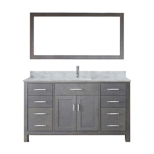 Kalize 60 French Gray / Carrera White Marble Ensemble with Mirror and Faucet
