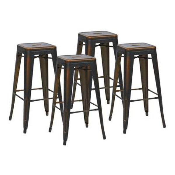 Bristow 30'' Metal Barstool in Antique Copper; 4-Pack