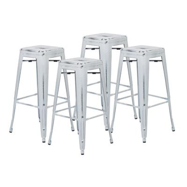 Bristow 30'' Metal Barstool in Antique White; 4-Pack