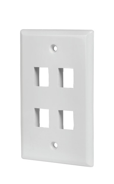 4-PORT WALL PLATE, WHITE