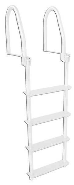 4 Step Flip-Up  Galvalume Dock Ladder, White