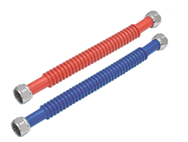 3/4-in FIPx3/4-in FIPx18-in Red and Blue Corrugated Stainless Steel Water Heater Connectors 2 Pack