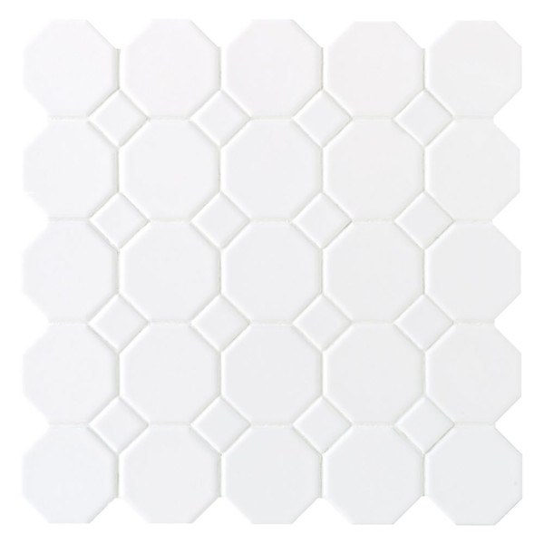 Finesse White with White Dot 12 Inch x 12 Inch x 6mm Glazed Ceramic Mosaic