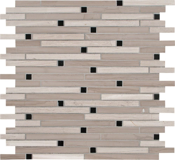 White Oak Interlocking 12 Inch.  X 12 Inch.  X 10 Mm Honed Marble Mesh-Mounted Mosaic Tile (10 Sq. Feet.  / Case)