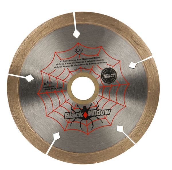 4 Inch Porcelain, Ceramic, Marble and Granite Wet/Dry Cutting Black Widow Diamond Blade
