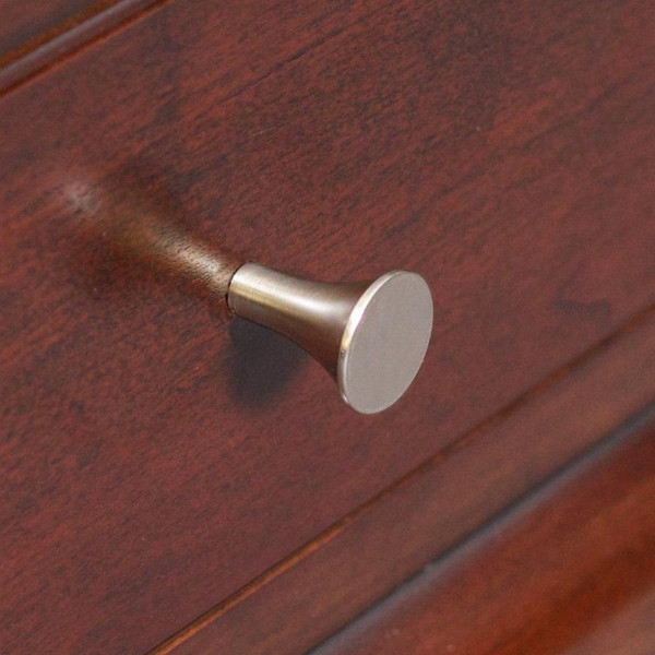 Fluted Round Brass Knob In Brushed Nickel Finish