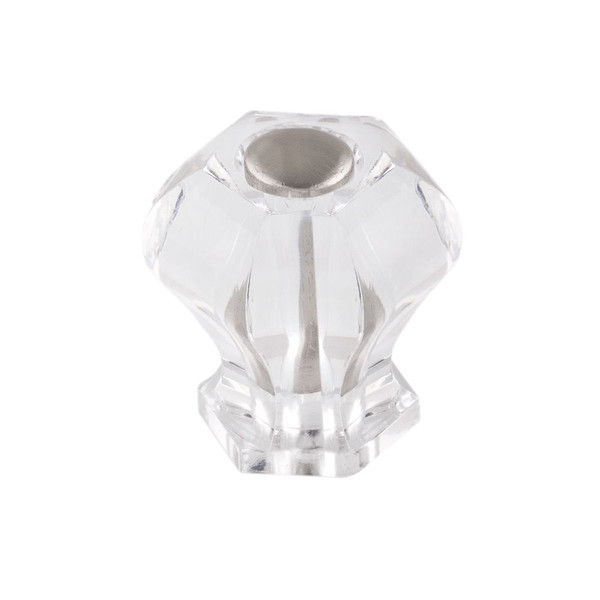 Contemporary Acrylic Knob - Brush Nickel, Acrylic - 27 Mm Dia.