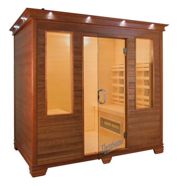 TheraSauna 4 Person Face-to-Face Infrared Sauna with MPS Control, Aspen Wood and 12 Heaters