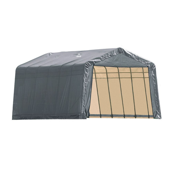 Grey Cover Peak Style Shelter - 13 Feet x 24 Feet x10 Feet