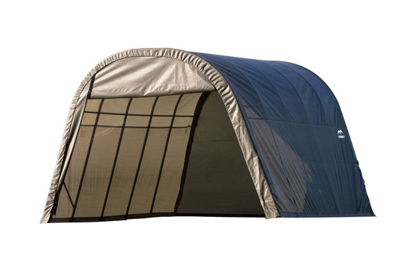 Grey Cover Round Style Shelter - 13 Feet x 28 Feet x 10 Feet