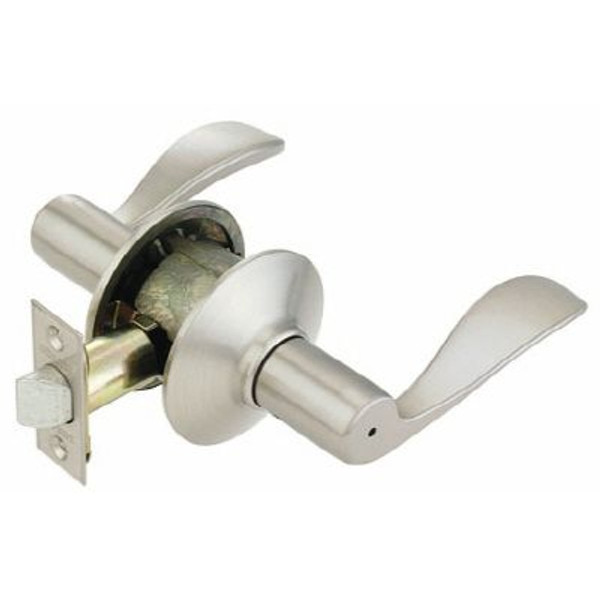 Locking Interior Bed & Bath Lever, Accent Satin Nickel