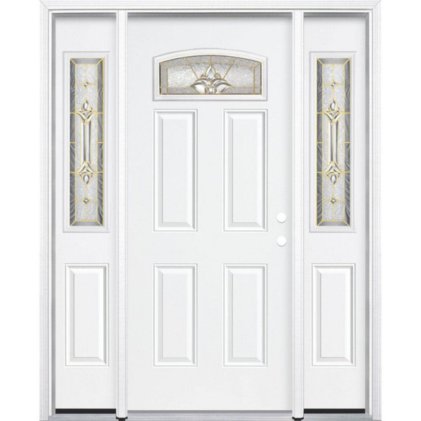 67"x80"x6 9/16" Providence Brass Camber Fan Lite Left Hand Entry Door with Brickmould