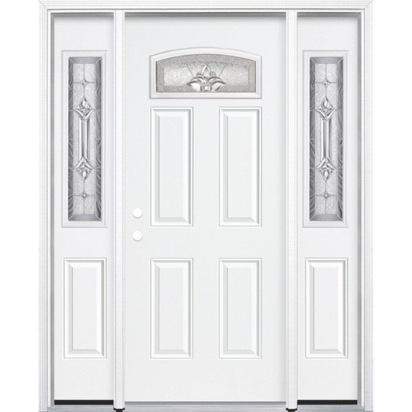 67"x80"x6 9/16" Providence Nickel Camber Fan Lite Right Hand Entry Door with Brickmould