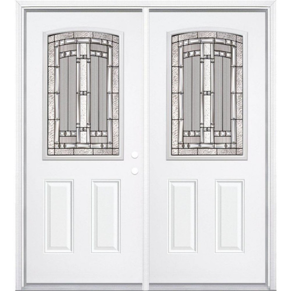 64"x80"x4 9/16" Elmhurst Antique Black Camber Half Lite Left Hand Entry Door with Brickmould