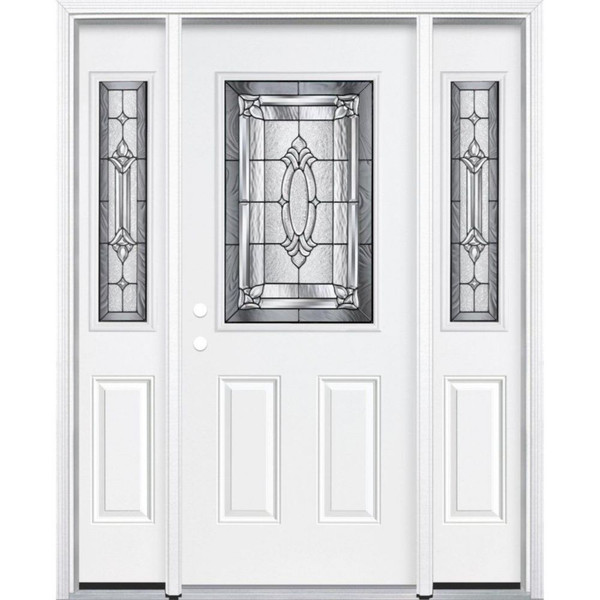 69"x80"x6 9/16" Providence Antique Black Half Lite Right Hand Entry Door with Brickmould