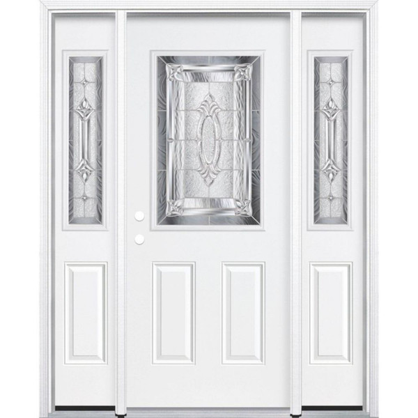 69"x80"x4 9/16" Providence Nickel Half Lite Right Hand Entry Door with Brickmould