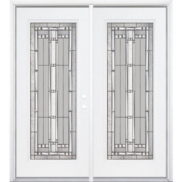 64"x80"x4 9/16" Elmhurst Antique Black Camber Full Lite Left Hand Entry Door with Brickmould