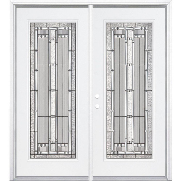 64"x80"x4 9/16" Elmhurst Antique Black Camber Full Lite Right Hand Entry Door with Brickmould