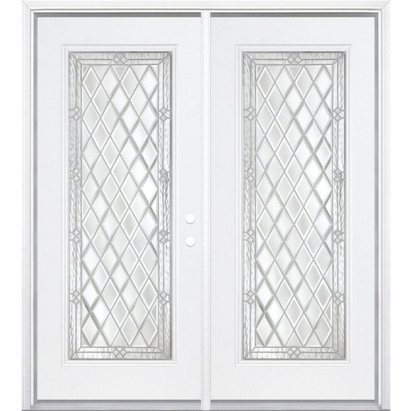 72"x80"x6 9/16" Halifax Nickel Full Lite Left Hand Entry Door with Brickmould