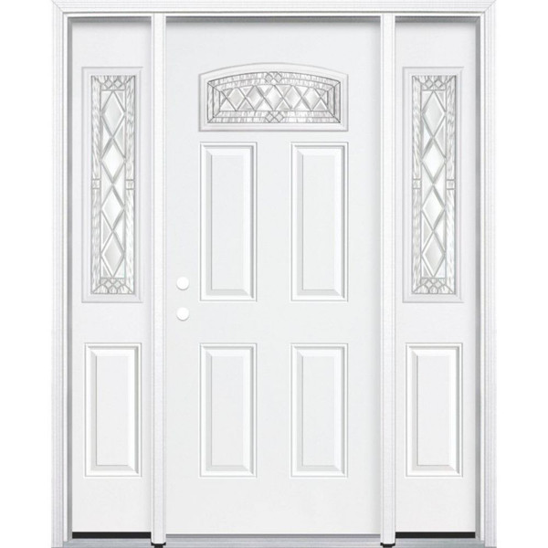 65"x80"x6 9/16" Halifax Nickel Camber Fan Lite Right Hand Entry Door with Brickmould