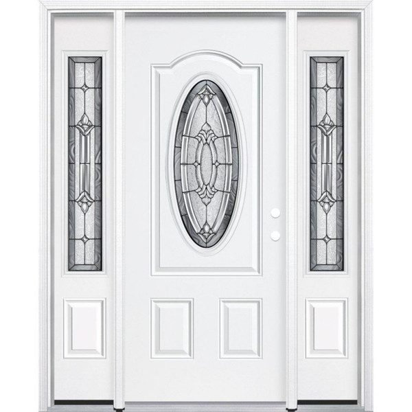 67"x80"x4 9/16" Providence Antique Black 3/4 Oval Lite Right Hand Entry Door with Brickmould