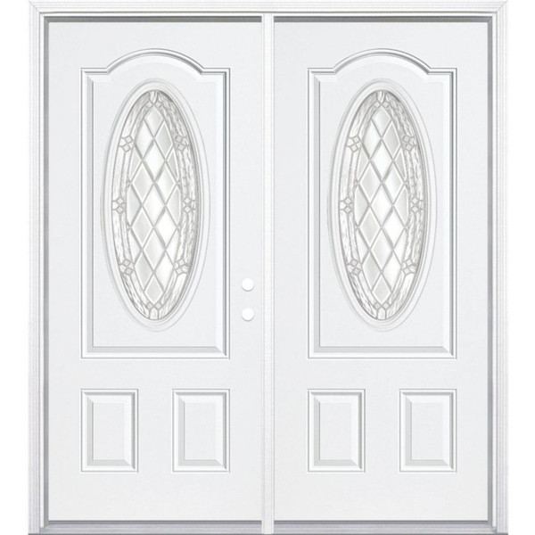 68"x80"x6 9/16" Halifax Nickel 3/4 Oval Lite Left Hand Entry Door with Brickmould