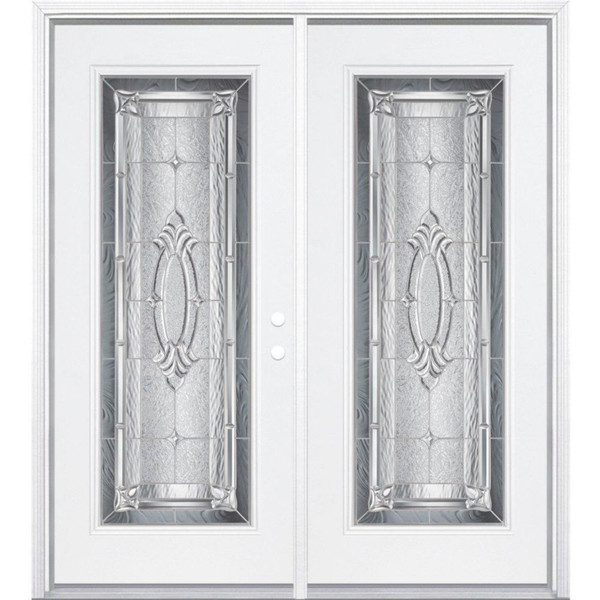 64"x80"x6 9/16" Providence Nickel Full Lite Left Hand Entry Door with Brickmould