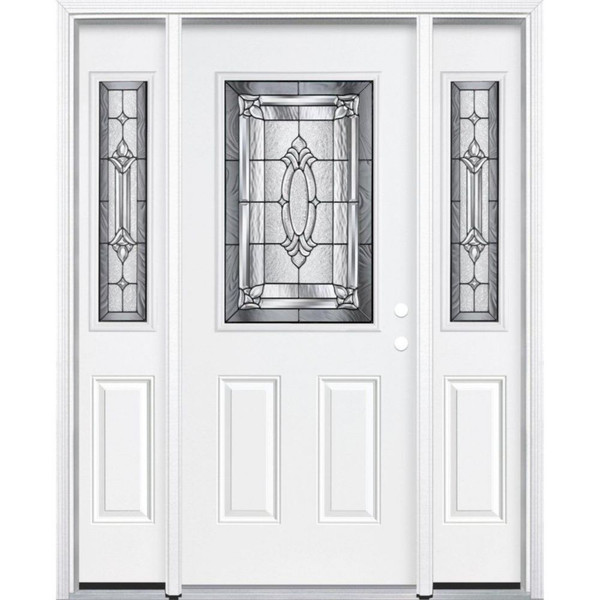 65"x80"x6 9/16" Providence Antique Black Half Lite Left Hand Entry Door with Brickmould