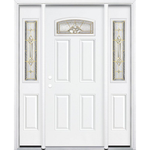 69"x80"x6 9/16" Providence Brass Camber Fan Lite Right Hand Entry Door with Brickmould