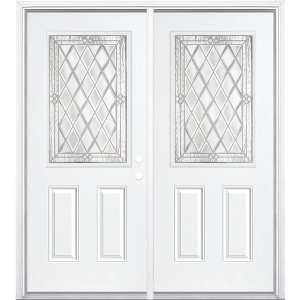 72"x80"x4 9/16" Halifax Nickel Half Lite Left Hand Entry Door with Brickmould