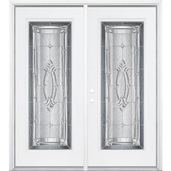 64"x80"x4 9/16" Providence Nickel Full Lite Right Hand Entry Door with Brickmould