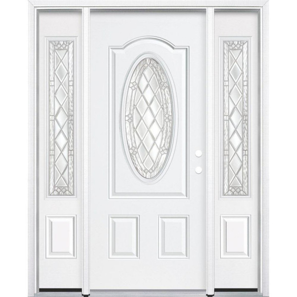 69"x80"x4 9/16" Halifax Nickel 3/4 Oval Lite Left Hand Entry Door with Brickmould