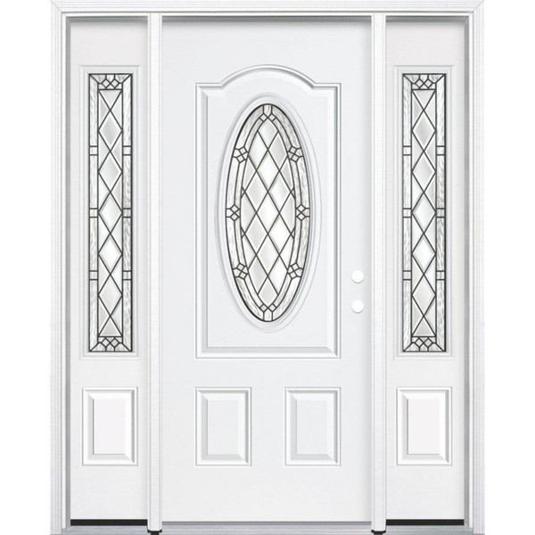 69"x80"x4 9/16" Halifax Antique Black 3/4 Oval Lite Left Hand Entry Door with Brickmould