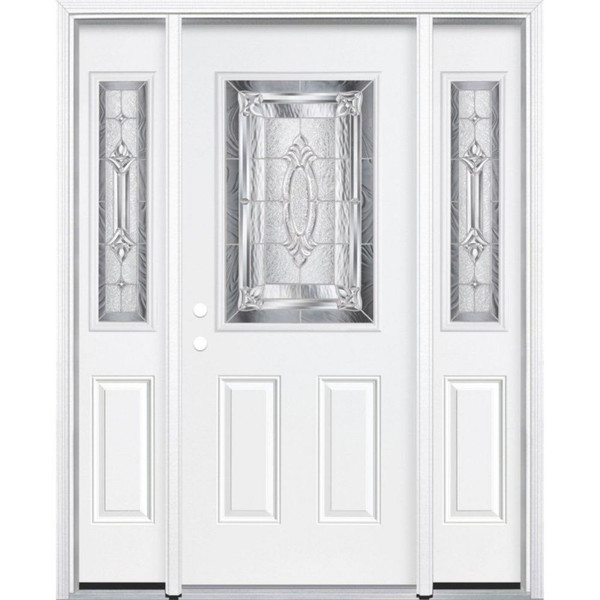 65"x80"x6 9/16" Providence Nickel Half Lite Right Hand Entry Door with Brickmould