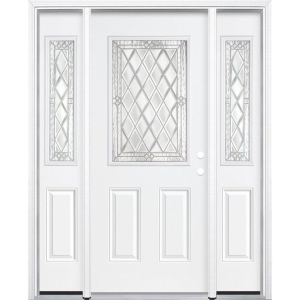 67"x80"x6 9/16" Halifax Nickel Half Lite Left Hand Entry Door with Brickmould