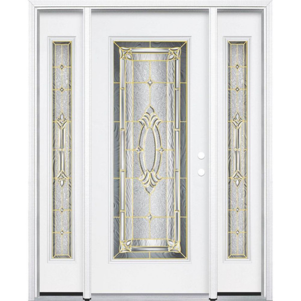69"x80"x6 9/16" Providence Brass Full Lite Left Hand Entry Door with Brickmould