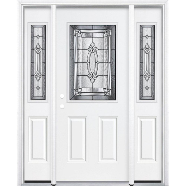 69"x80"x4 9/16" Providence Antique Black Half Lite Right Hand Entry Door with Brickmould