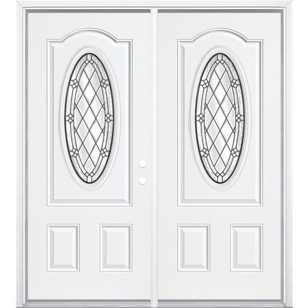 68"x80"x4 9/16" Halifax Antique Black 3/4 Oval Lite Left Hand Entry Door with Brickmould