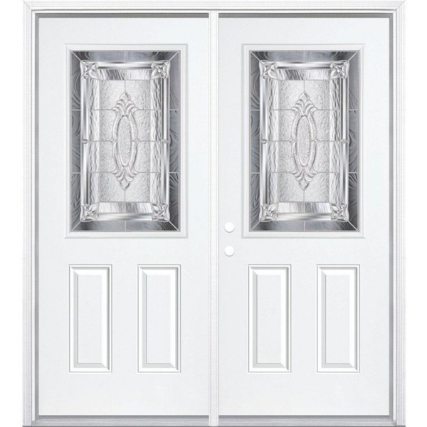 64"x80"x4 9/16" Providence Nickel Half Lite Right Hand Entry Door with Brickmould