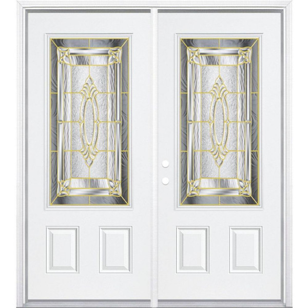 64"x80"x6 9/16" Providence Brass 3/4 Lite Right Hand Entry Door with Brickmould