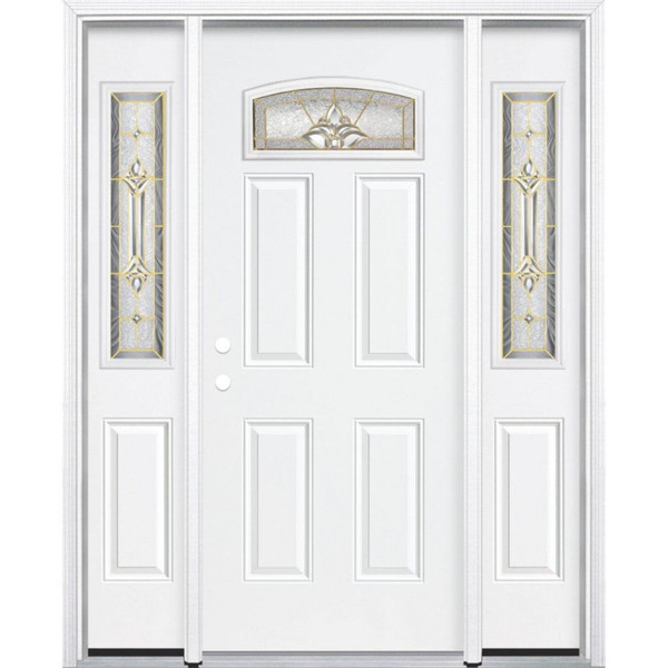67"x80"x6 9/16"Providence Brass Camber Fan Lite Right Hand Entry Door with Brickmould