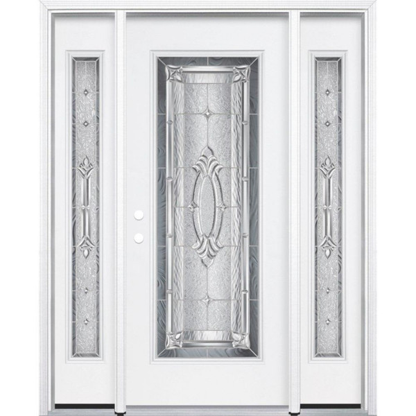 69"x80"x4 9/16" Providence Nickel Full Lite Right Hand Entry Door with Brickmould