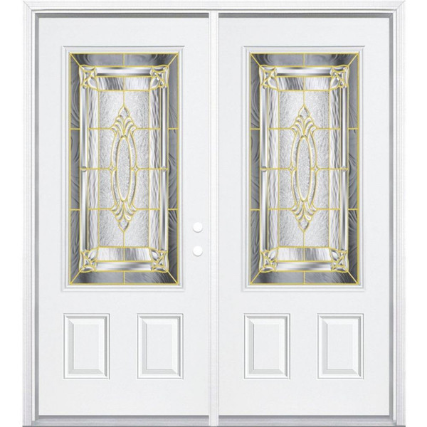 68"x80"x6 9/16" Providence Brass 3/4 Lite Left Hand Entry Door with Brickmould