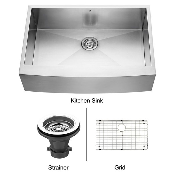 Stainless Steel Farmhouse Kitchen Sink Grid and Strainer 16 gauge 33 Inch